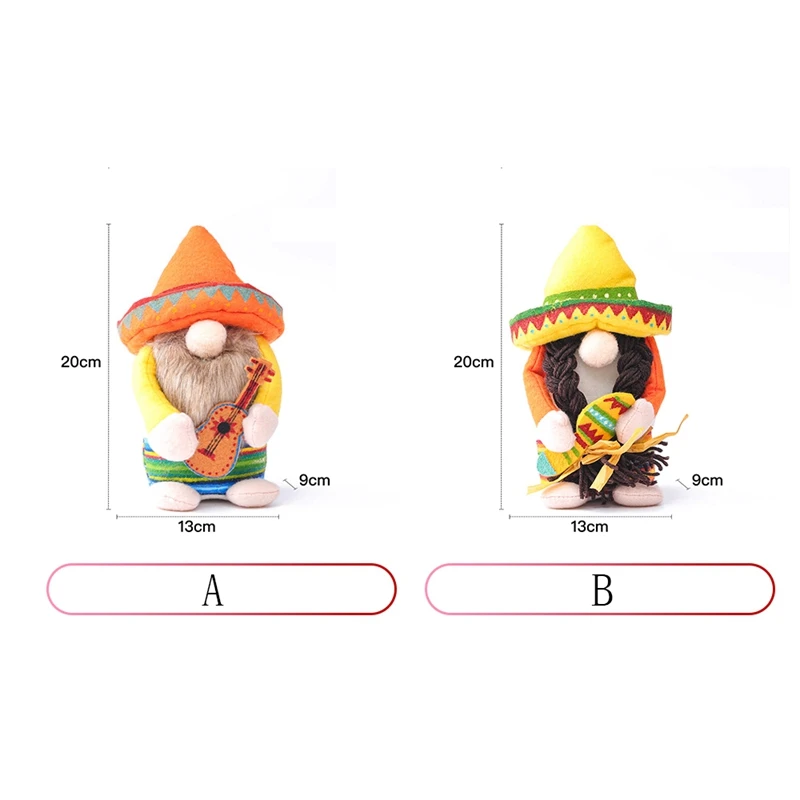 2Pcs Fiesta Gnome Couple Cinco De Mayo Tomte For Mexican Taco Tuesday Elf Dwarf Home Kitchen Tiered Tray Decorations