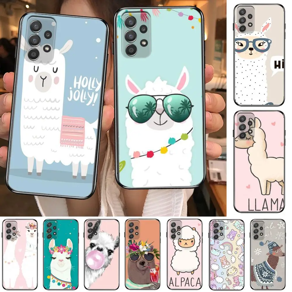 

A-Animated Alpaca Phone Case Hull For Samsung Galaxy A70 A50 A51 A71 A52 A40 A30 A31 A90 A20E 5G a20s Black Shell Art Cell Cove