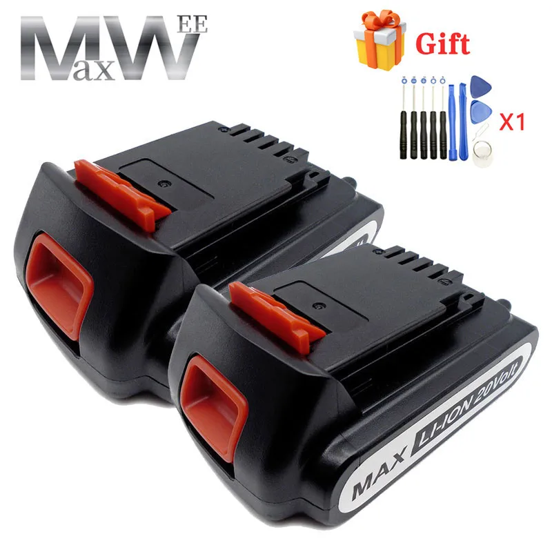

Литий-ионный аккумулятор для BLACK & DECKER LBX20, LBXR20, LDX120SB, LGC120, 2 шт., 18 в/20 в, 5000 мАч, сменная батарея для электроинструмента