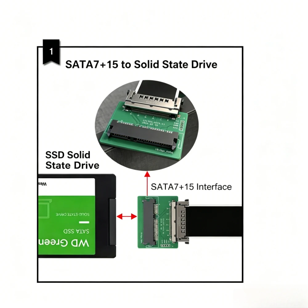 Фото Кабель-адаптер для 2,5-дюймовых HDD/SSD CF в SATA, переходник для карт Compact Flash CF на 7+15-контактный SATA, карта-конвертер для жестких дисков №2