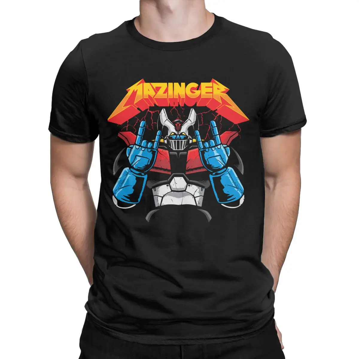

BLAST THEM ALL ! Funny Mazinger Z Anime Clothing Creative Pure Cotton 80s manga T Shirts Crew Neck Clothes Birthday Present