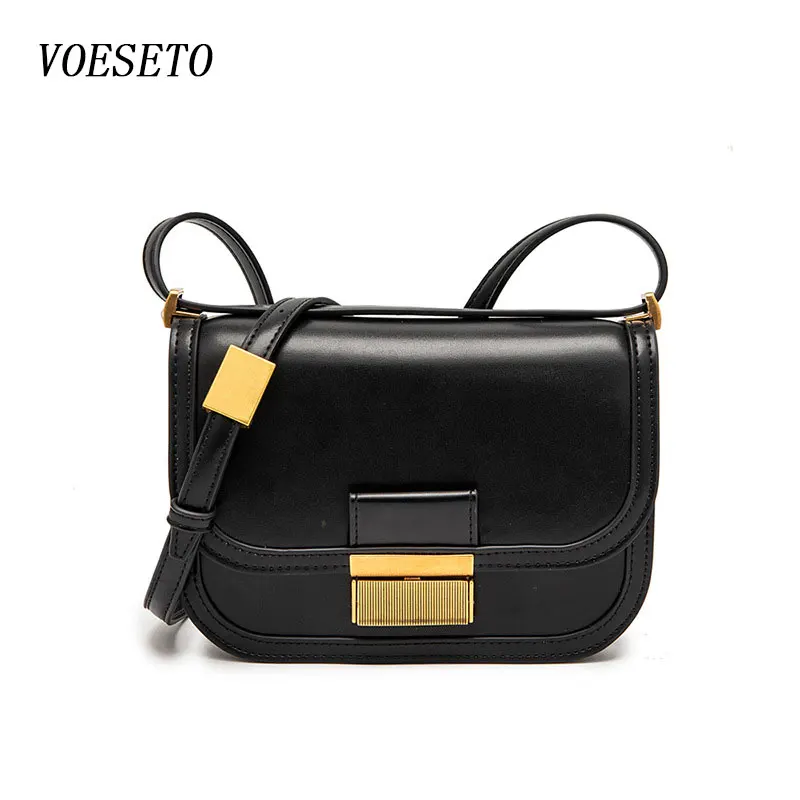 

Высококачественная Кожаная флип-сумка в стиле ретро тофу Черная Женская Новая универсальная сумка-мессенджер через плечо Маленькая квадра...