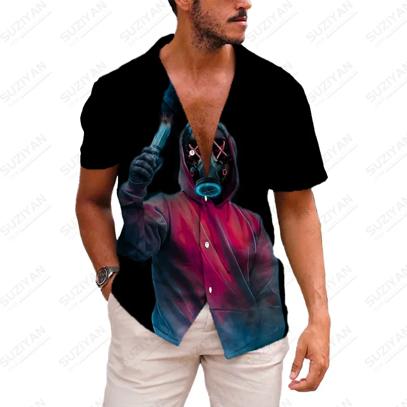 

Men'S Short-Sleeved Hawaiian Designer Kinds Of Top Quality Stripped Loose Men Top Clothes Fashionable Urban Style Wear England