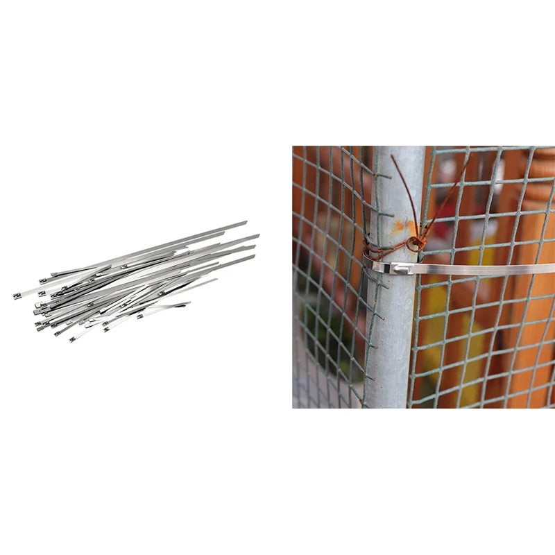 

100PCS Multi-Purpose Locking Cable Metal Zip Ties Stainless Steel Self Locking Zip Tie Stainless Steel Cable Tie