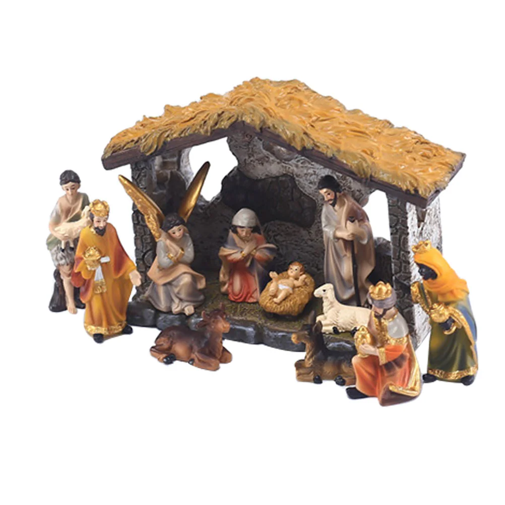 

Nativity Statue Figurines Christmas Scene Figurine Jesus Set Resin Holy Family Church Religious Decor Decorations Christ Desktop