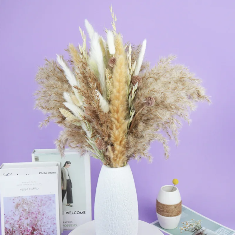 

1set Dry Flowers for Decoration Party Real Pampas Grass Natural Dried Flowers Bulrush Rabbit Tail Grass Fall Office Home Decor