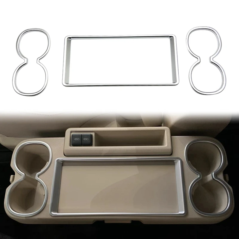 

3Pcs Car Matte Silver Rear Seat Water Cup Holder Decoration Frame Cover Trim Fit For Toyota Noah/Voxy 90 Series 2022