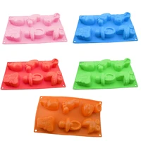 new 1 pcs cute 6 cavity silicone mold footprint bear shape not stick non toxic soap mould baking tools baby shower party supplie