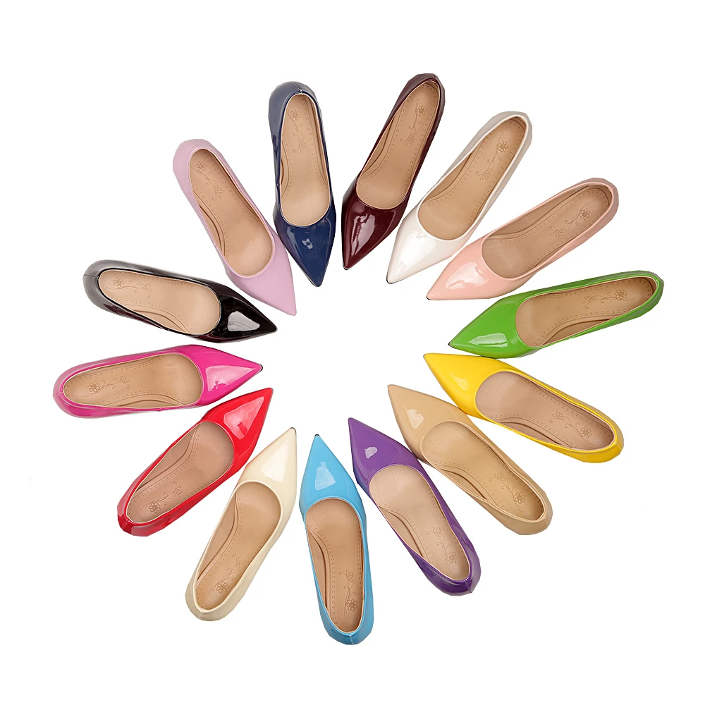 Big Size Office Party Women Pumps White Red Patent Leather High Thin Heel Pointed Toe Casual Dress Multicolor Leopard Lady Shoes