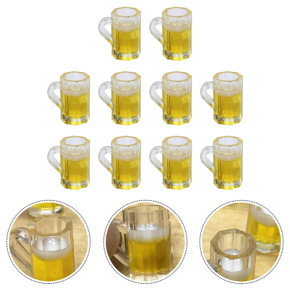 

10Pcs Miniature Glasses House Simulation Beer Mug Miniature Bottles Miniature Beer Cups