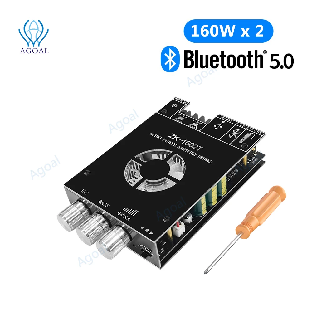 

DC15-36V ZK-1602T Bluetooth Audio Power Amplifier Module TDA7498E 160WX2 High Bass Adjustment Amplifier Board