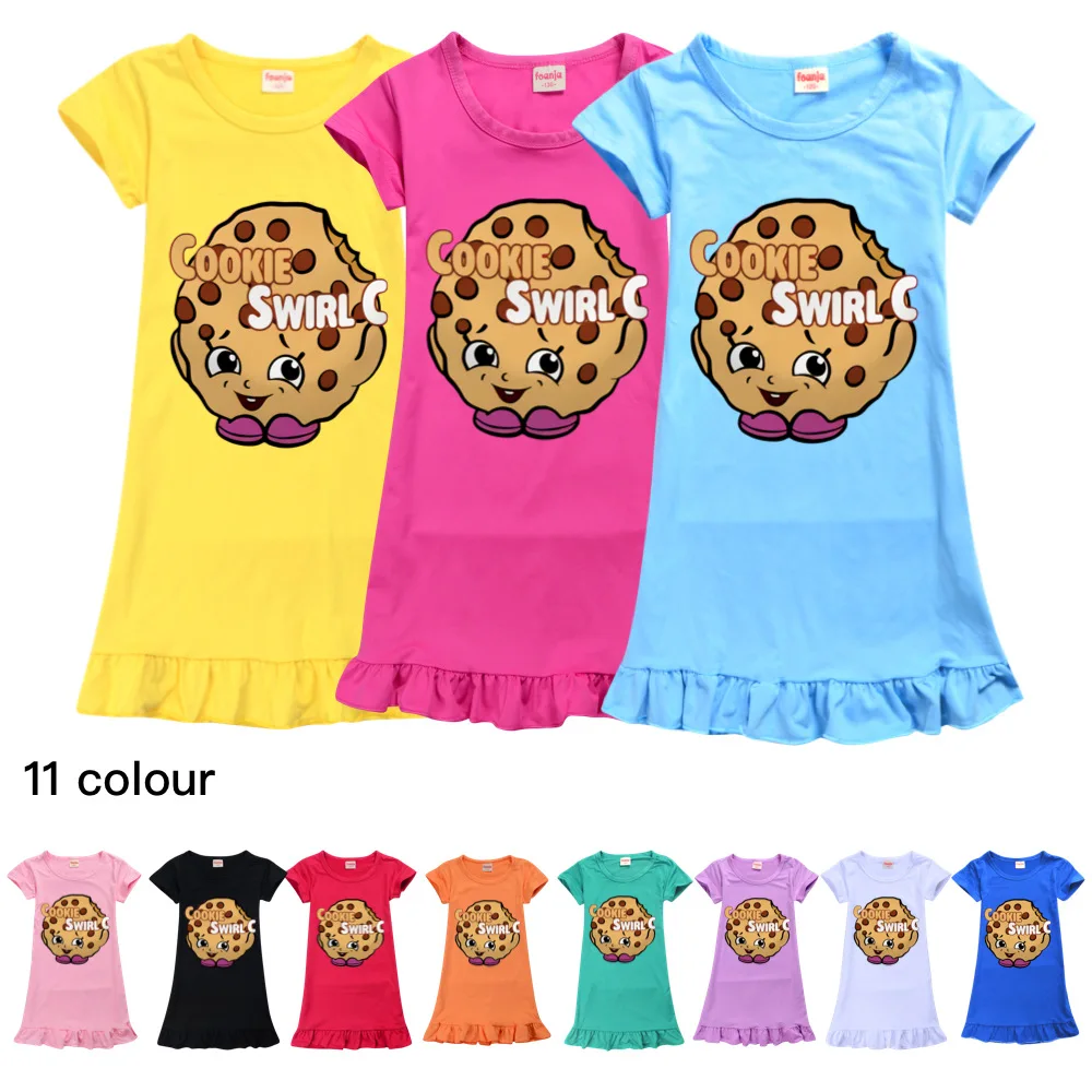 

New Girls Nightgown Cotton COOKIE SWIRL C Dresses for Girls Baby Sleepwear Summer Teenage Girl SleepDress Child Night Gown