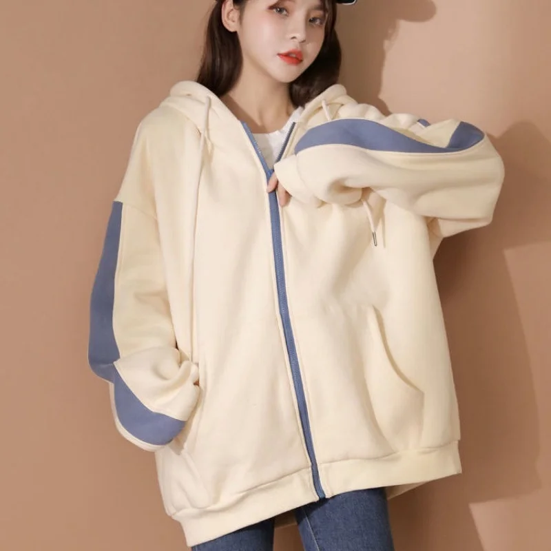 

Plush Thin Hooded Outer Wearing Women's Hoodies Women's Jacket New Student Loose Feeling Coat Spring Autumn 2022