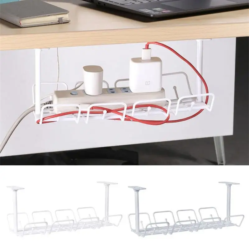 Under Desk Cable Management Tray Home Living Room Storage Rack Wire Cord Power Strip Adapter Organizer Shelf For Offices Kitchen