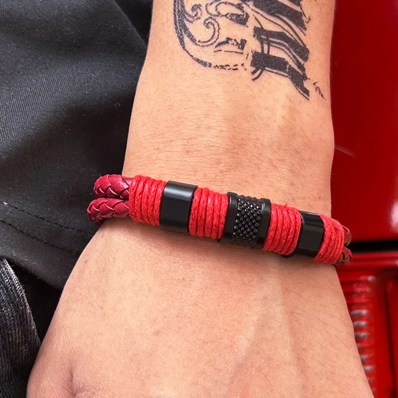 

Personalized PU leather hand rope wholesale men's Internet celebrity fashion brand Hong Kong style