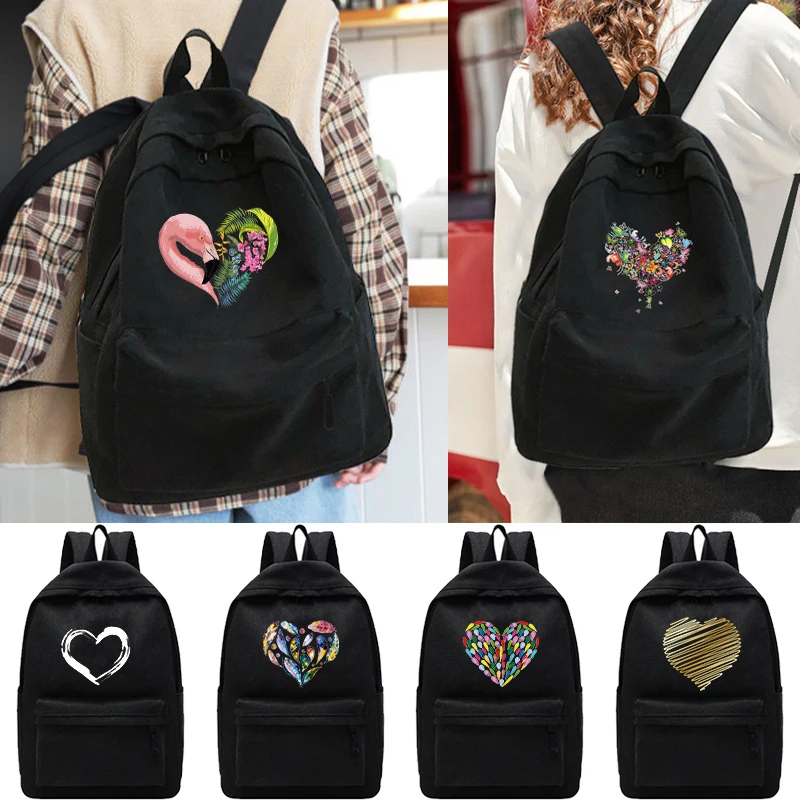 

Unisex Backpack Korean Style Love Print Large Capacity Travel Sport Climbing Hiking Rucksack School Bags for Teenage Girl Boys