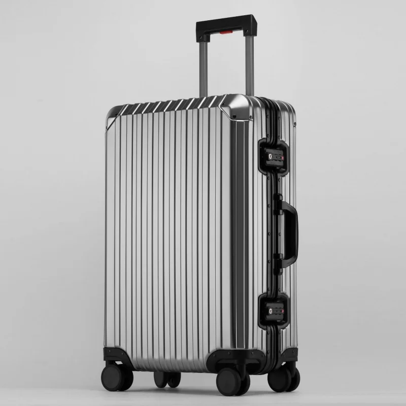 Luggage Gift All-Aluminum Magnesium Alloy 24-Inch Boarding Bag Metal Trolley Case Universal Wheel Famous Aluminium Suitcase