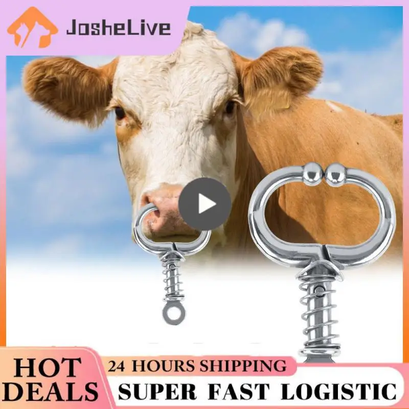 

5/8/10PCS Rust Proof Livestock Nose Clips Stainless Steel Cattle Nose Rings Metal Bovine Traction Clasp Smooth