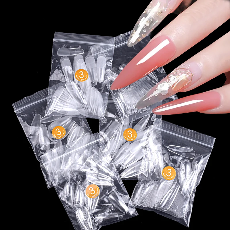 

1 Bag False Nails Tips Acrylic Press on Nails Coffin Full Cover Clear Tips For Extension Nails Art Tool Manicure Nail Mold Set