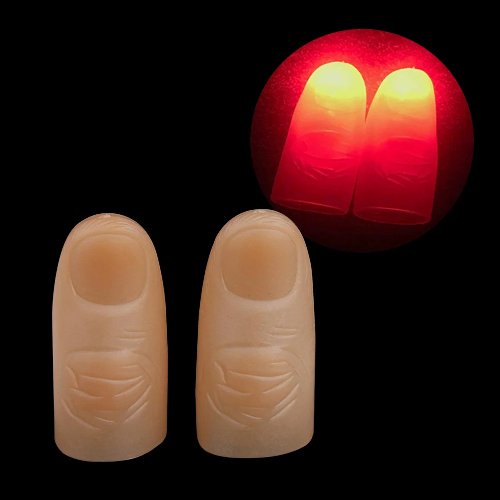 

1pair Bar Led Flashing Finger Kids Adults Thumbs Light Battery Powered Party Trick Prop Street Show Halloween Stage Perform Gift