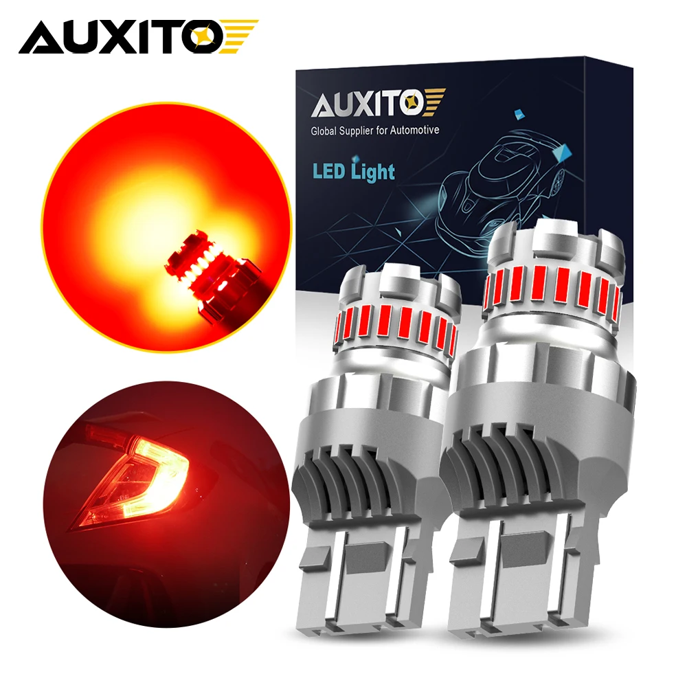 Фото AUXITO 2 шт. T20 7443 W21/5W Светодиодные фонари Красный 7440 W21W WY21W Светодиодная лампа DRL Стоп-тормоз Задний фонарь автомобиля 12 В 6500 К Белый №1