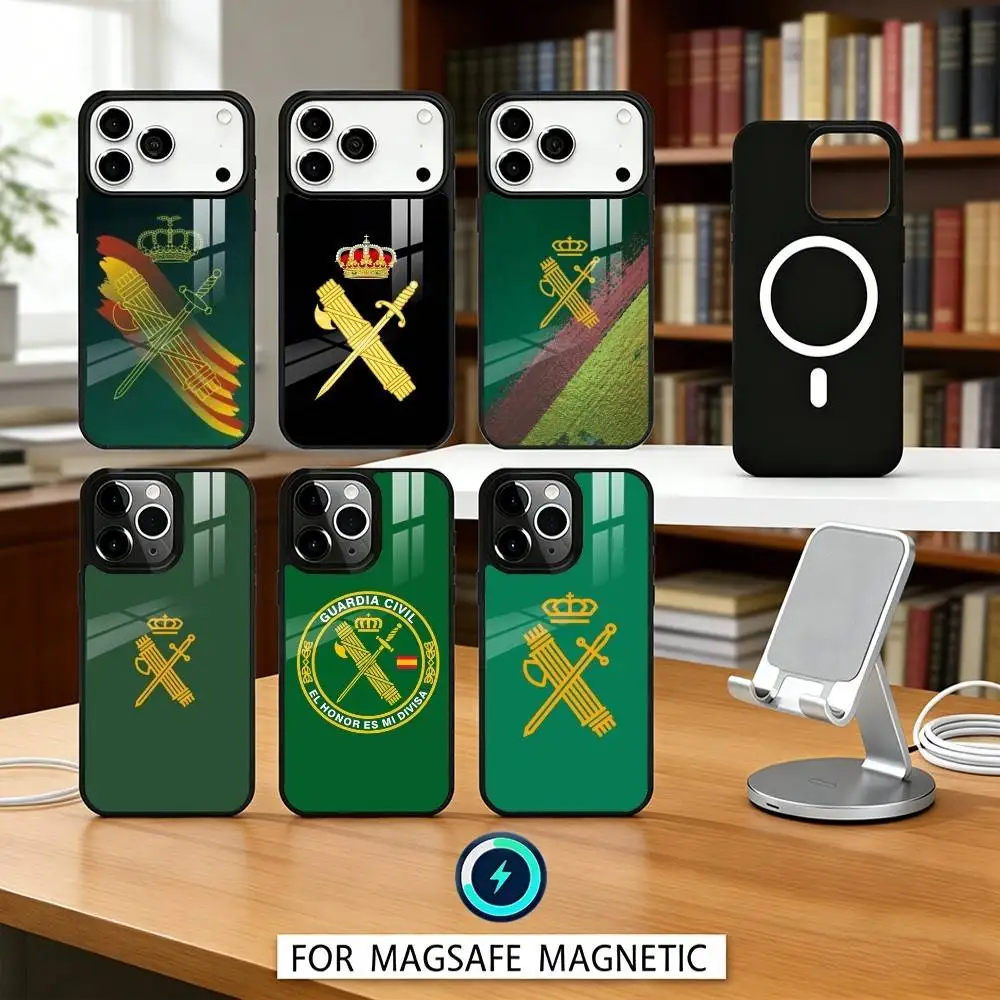 Фото Чехол для телефона S-Spanish G-Guard Civil Emblem с магнитом для iPhone 17, 16, 15, 14, 13, 12 Pro Max, совместимый с беспроводной зарядкой MagSafe №1