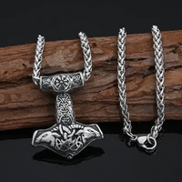 viking double sheep head pendant necklace nordic stainless steel hammer amulet accessories viking jewelry not fading