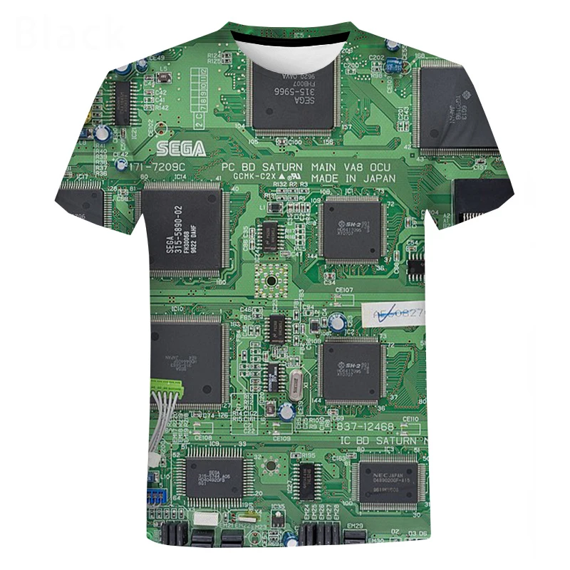 

New Summer Tech Men's Circuit Board T-shirt 3D Printed Electronic Core Pattern Short Sleeve Street Style Breathable Men's Top