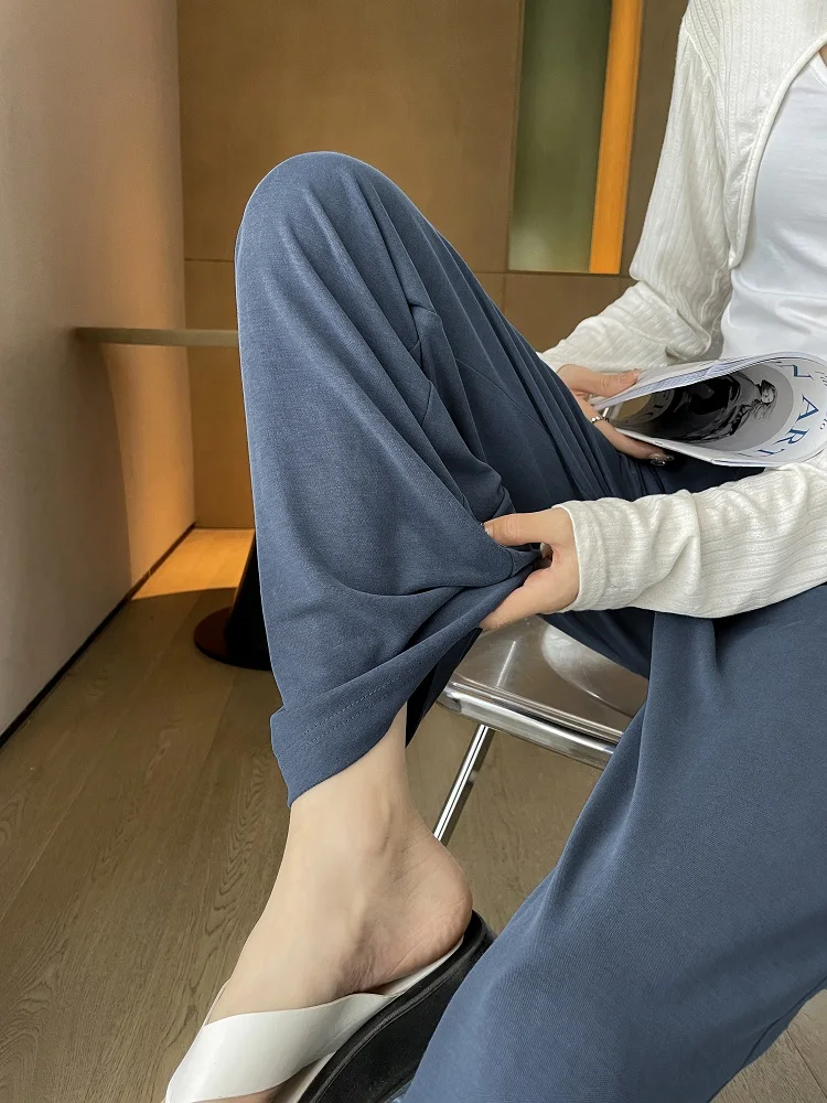 Брюки женские большого размера с широкими штанинами и высокой талией модные