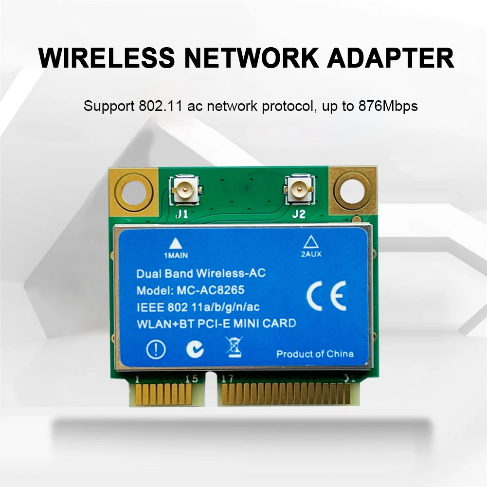 

1200M MC8265 Network Card Module Mini PCI-Express 2.4GHz 5GHz WiFi Adapter Dongle Dual Band Bluetooth-compatible 4.2 Accessories