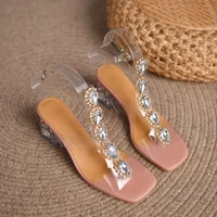 high heels women sandals 2022 summer new pvc thick crystal high heels designer luxury womens shoes transparent sexy slippers