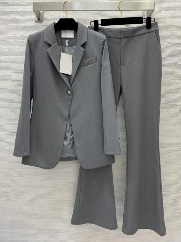 

2023 Summer New Luxury Women's Suit Top Quality Business Suit Elegant Fashion Suit Jacket Mid-waist Flared Dress Pants Trousers