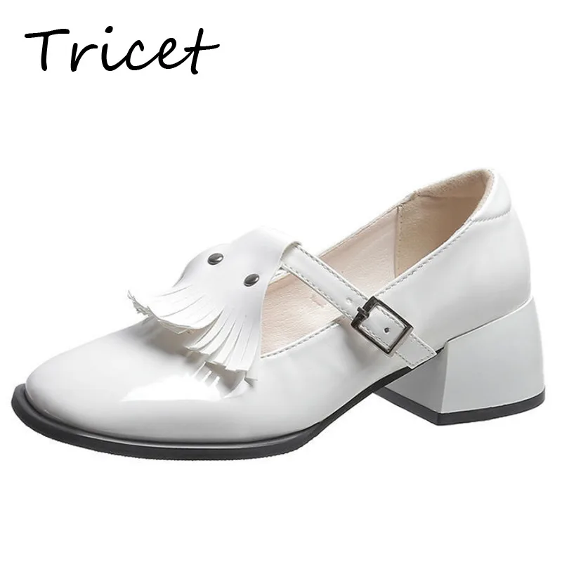 

Женские туфли из лакированной кожи, на высоком массивном каблуке, с пряжкой, лоферы для офиса и отдыха, 2022