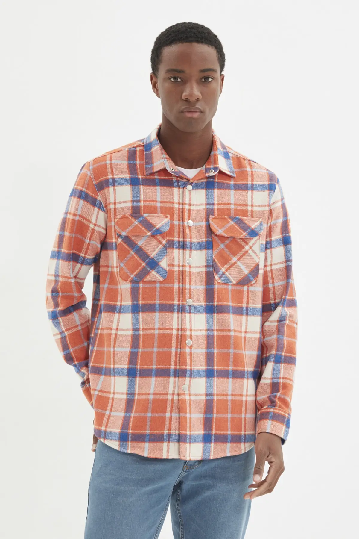 

Men's Regular Fit Double Pocket Cap Snap It Should Cover Lumberjack PLAID shirt TMNAW22GO1112