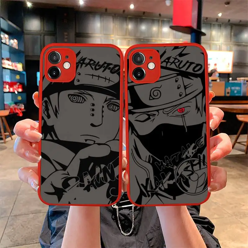 

Naruto Akatsuki Kakashi Uchiha Itachi Phone Case For iphone 12 11 Pro Mini Max XS X 8 7 Plus SE 2020 XR Matte Light red Cover