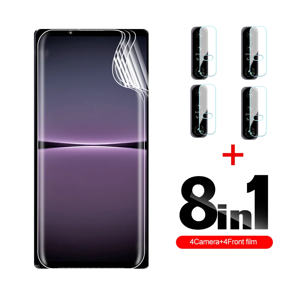 

8in1 Screen Protectors Hydrogel Film For Sony Xperia 1 IV 5G 6.5'' Camera Lens Protector Full Cover Phone Protective Film Clear