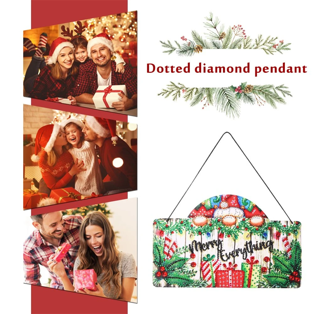 

New DIY Diamond Painting Wooden Sign 5D Good Meaning Mosaic Hanging Decoration Wall Door Pendant Handmade Art Holiday Gifts