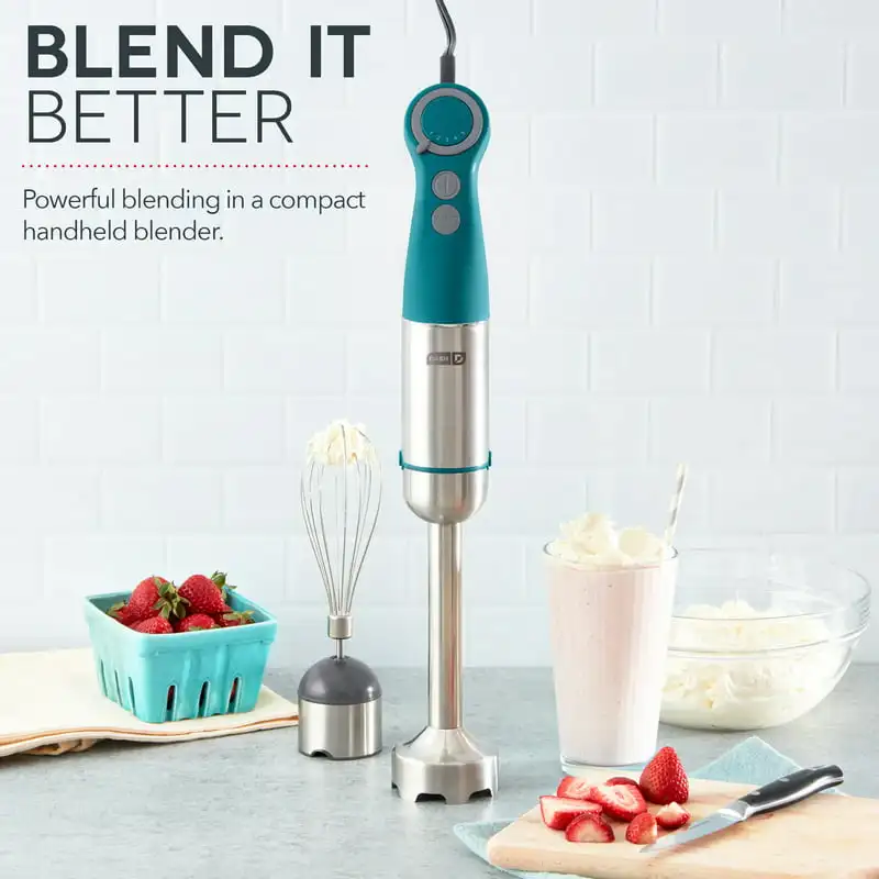 

Series Immersion 5 Speed Stick Blender - Stainless Steel Blades -Whisk Attachment, Teal