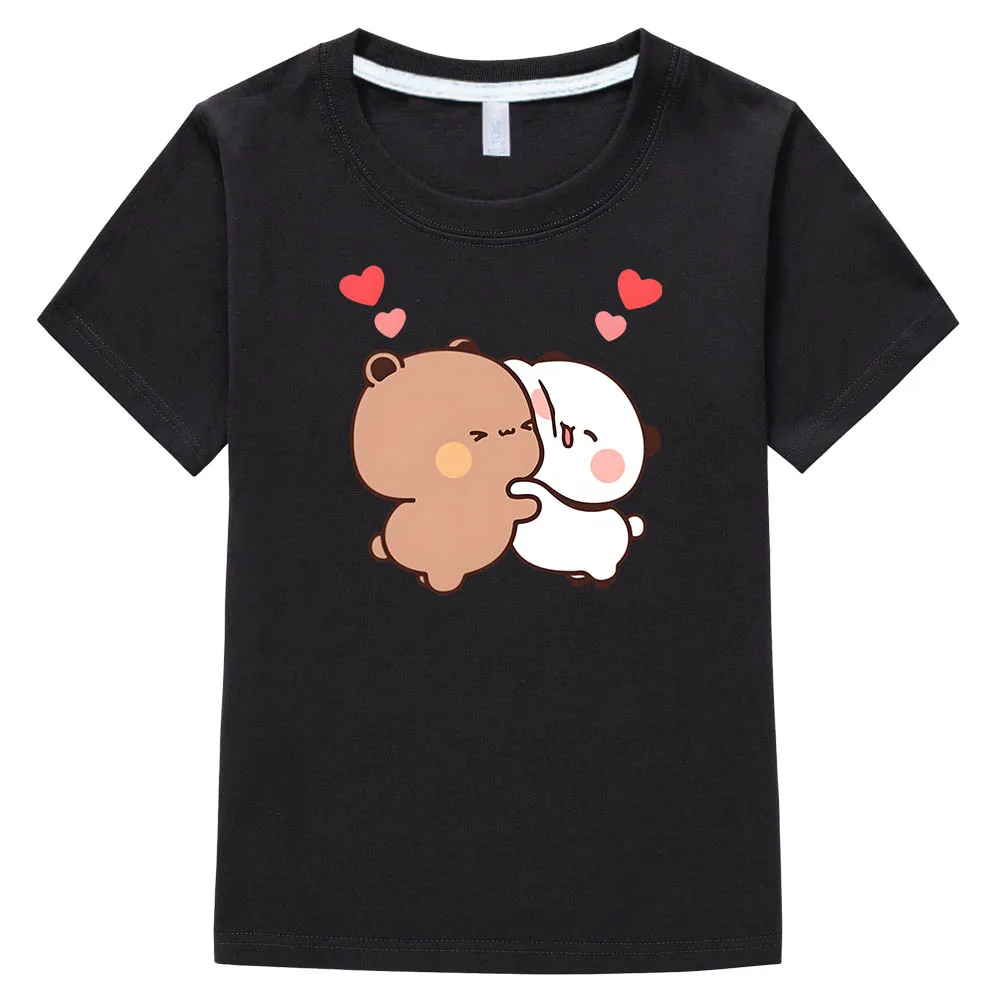 

Футболки с рисунком панды медведя Бубу и Дуду, модная мультяшная футболка Манга, 100% хлопок, комикс, футболка с коротким рукавом для мальчико...