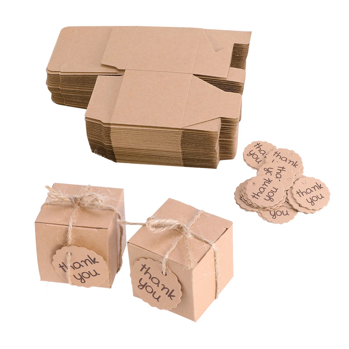 

Boxes Candy Gift Kraft Wedding Paper You Thank Box Brown Treat Favor Boxe Christmas Foldable Rustic Pillow Goodie Dessert