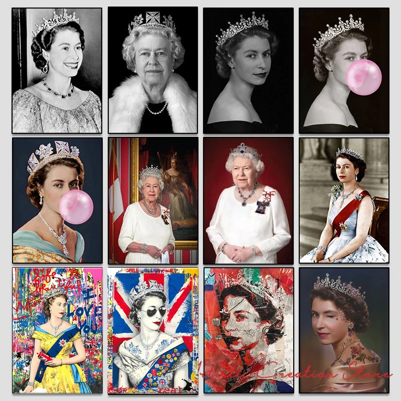

Elizabeth II of England Queen Posters Abstract Graffiti Canvas Painting and HD Prints Wall Art Pictures Living Room Home Decor