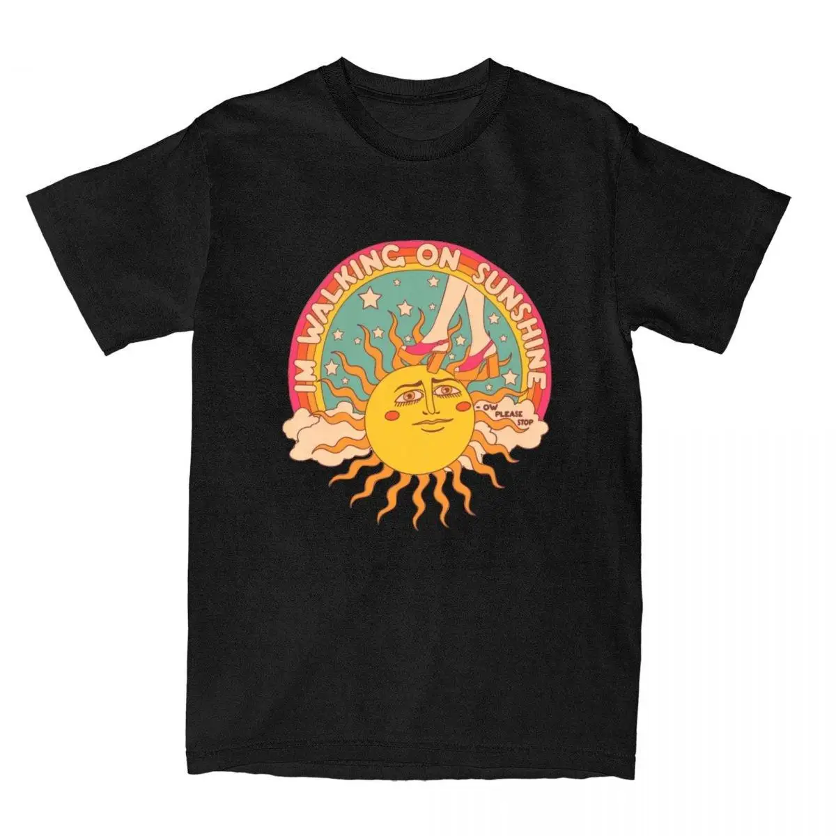 

Men T-Shirt Vintage Sun Moon Girl Funny Cotton Tee Shirt Short Sleeve 80s Aesthetic T Shirts Round Collar Tops Plus Size