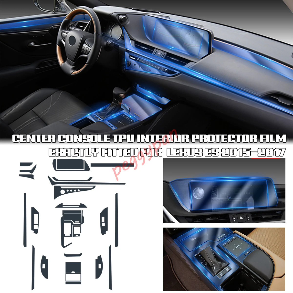 

Прозрачная защитная пленка Precut для салона центральной консоли из ТПУ для ремонта краски от царапин для Lexus ES 2015-2017