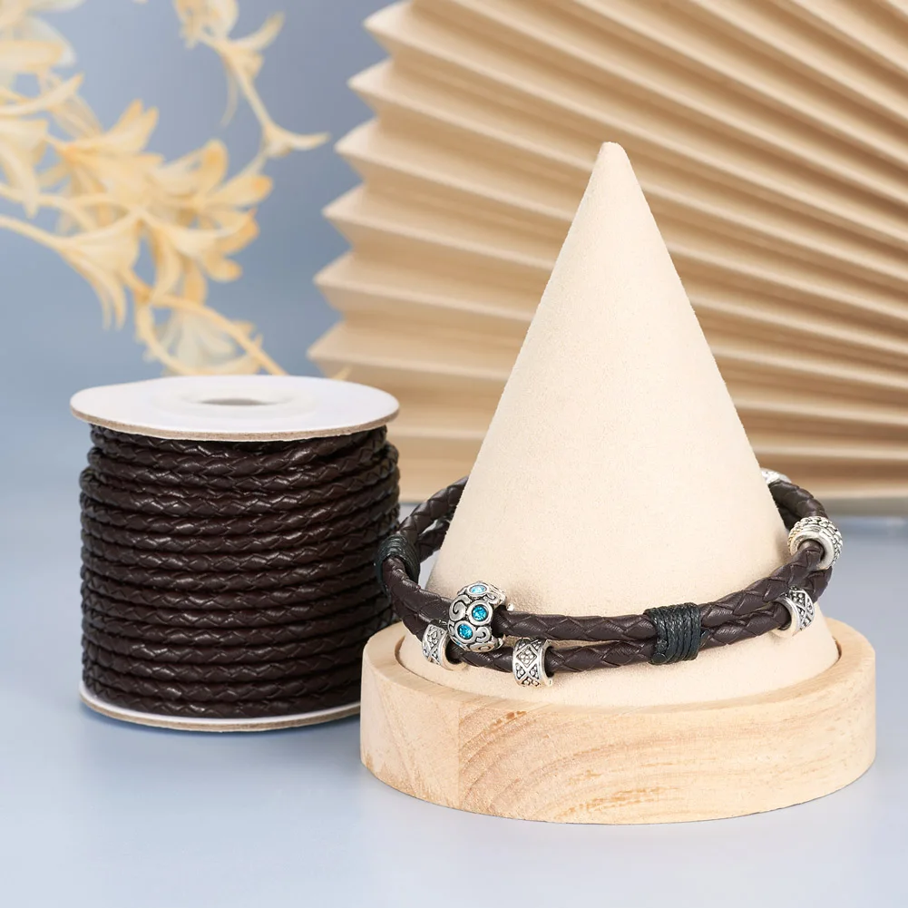 10m/roll 3mm Round Braided Cowhide Cords Black Brown Leather Cord String Rope for Bracelet Necklace Jewelry Making Accessories
