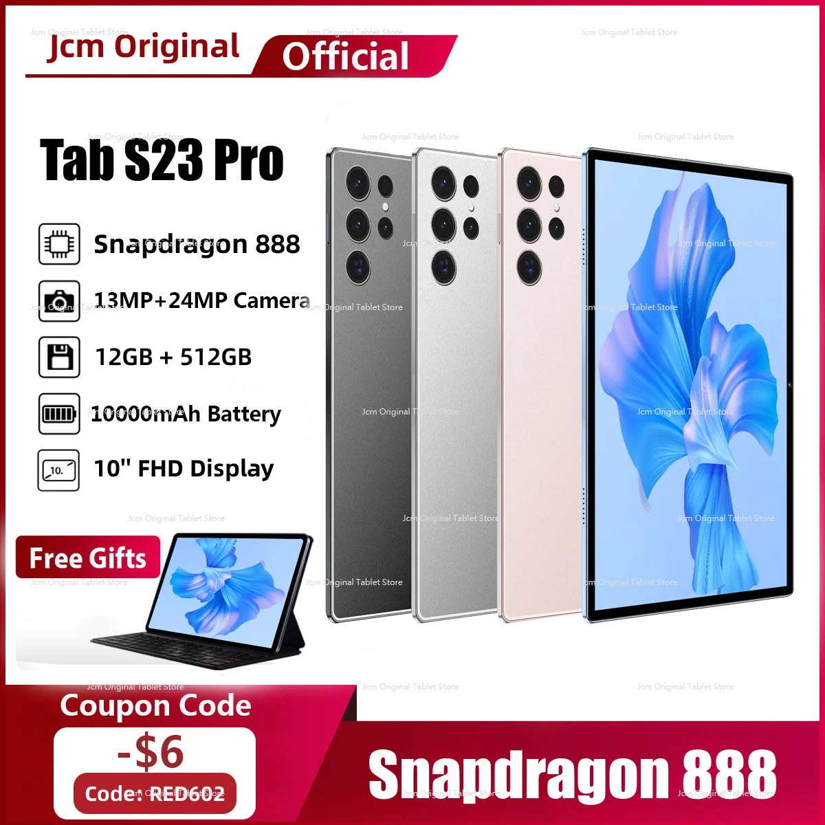 

Планшет Tab S23 Pro, 10 дюймов, Android 13, Snapdragon 2023, WQHD +