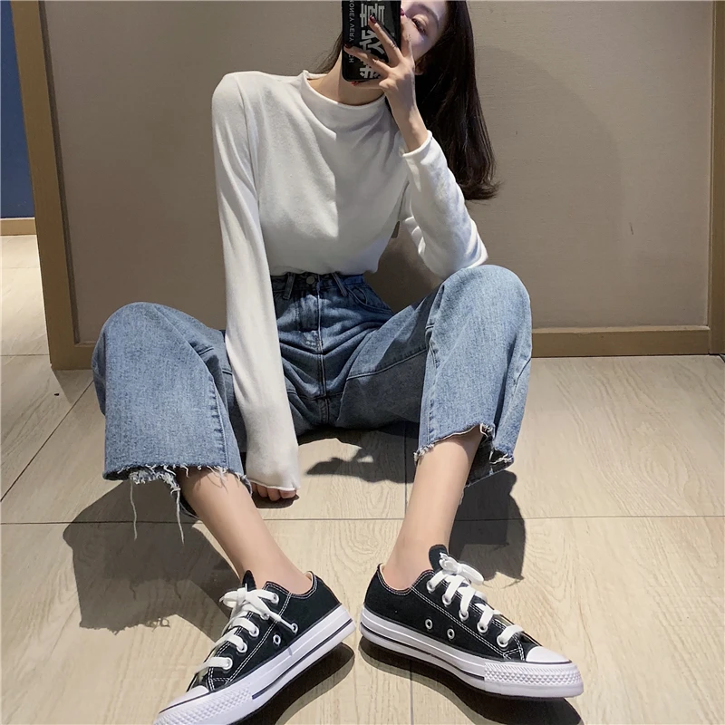 N2288   New high-waisted loose wide-leg straight-leg pants casual trousers women's jeans