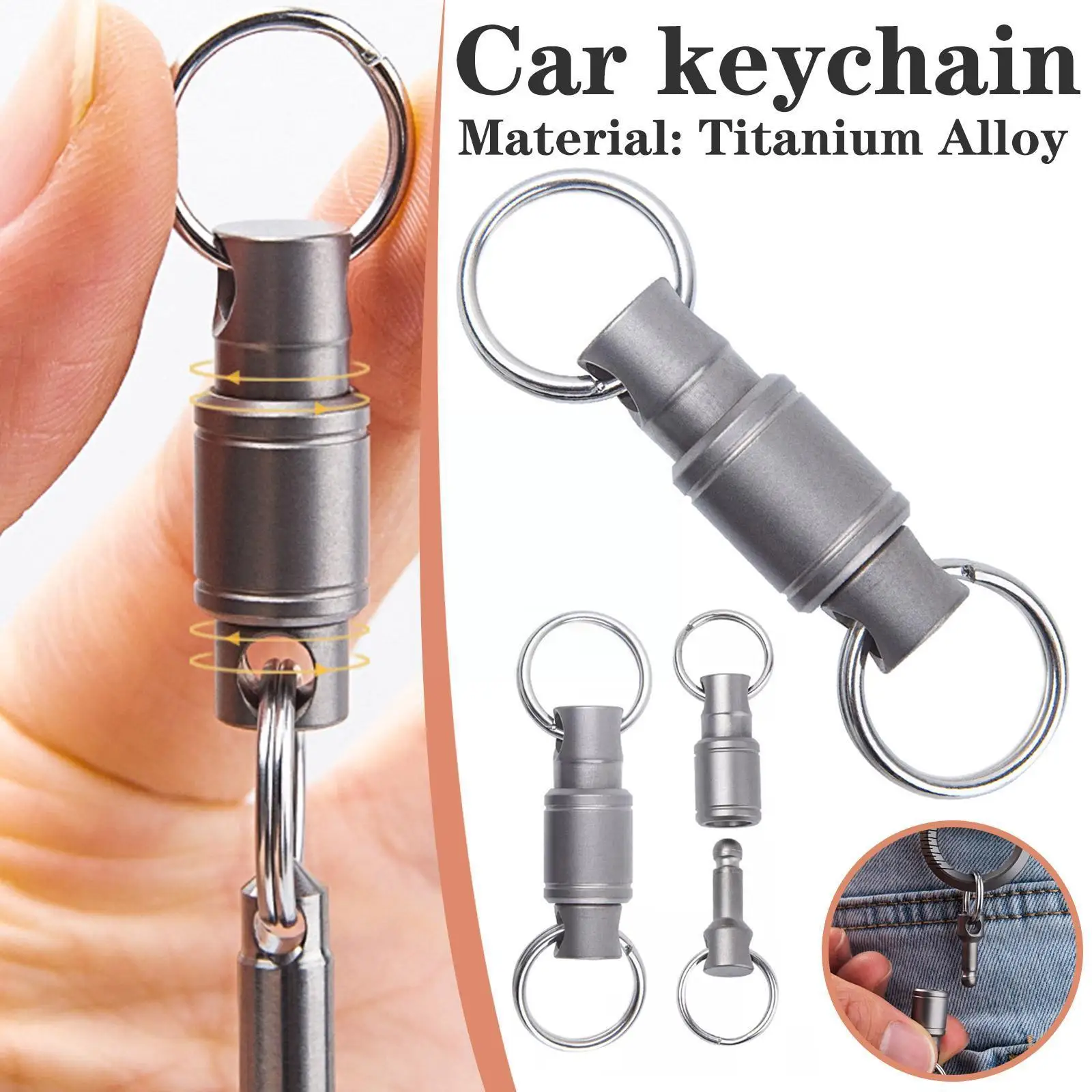 

Car Mini Keychain Titanium Alloy Detachable Keychain 2 Quick Split Apart Keychain Rings With Outdoor Release Key Pull Coupl E3U9