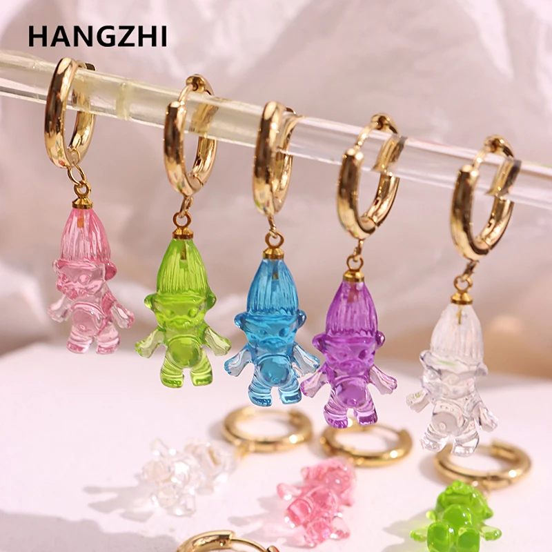 Ful Resin Long Hair Elf Drop Earring Transparent Cute Diy Handmade Pendant Jewelry Accessories Gifts For Women