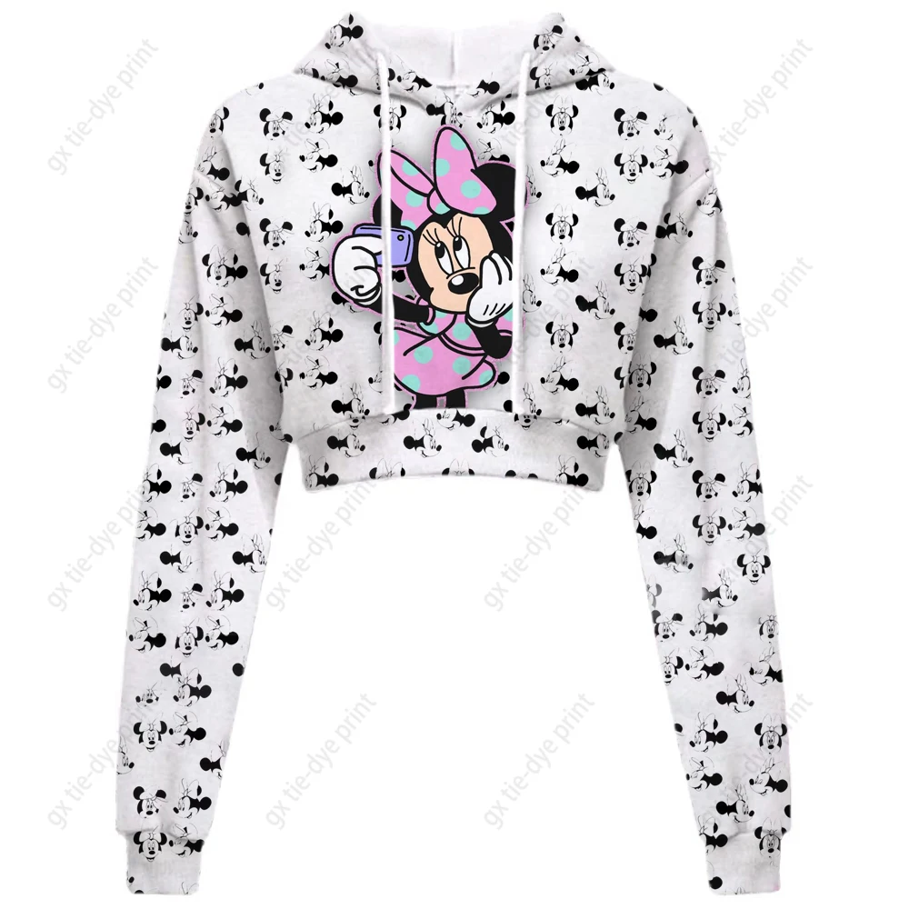 

Толстовка Женская с длинным рукавом, повседневный свитшот с изображением Диснея Минни и Микки Мауса, уличная одежда, y2k