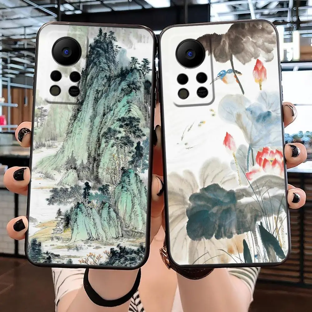 

Case For Infinix TECNO CAMON 19 16 ZERO X NEO 20 8 POVA 4 2 NEO2 NOTE 12 11 10 8I S5 Pro 5G Case Chinese Style Ink Painting Art
